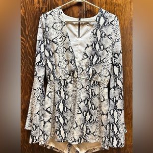 Tobi Snakeprint Plunge Romper